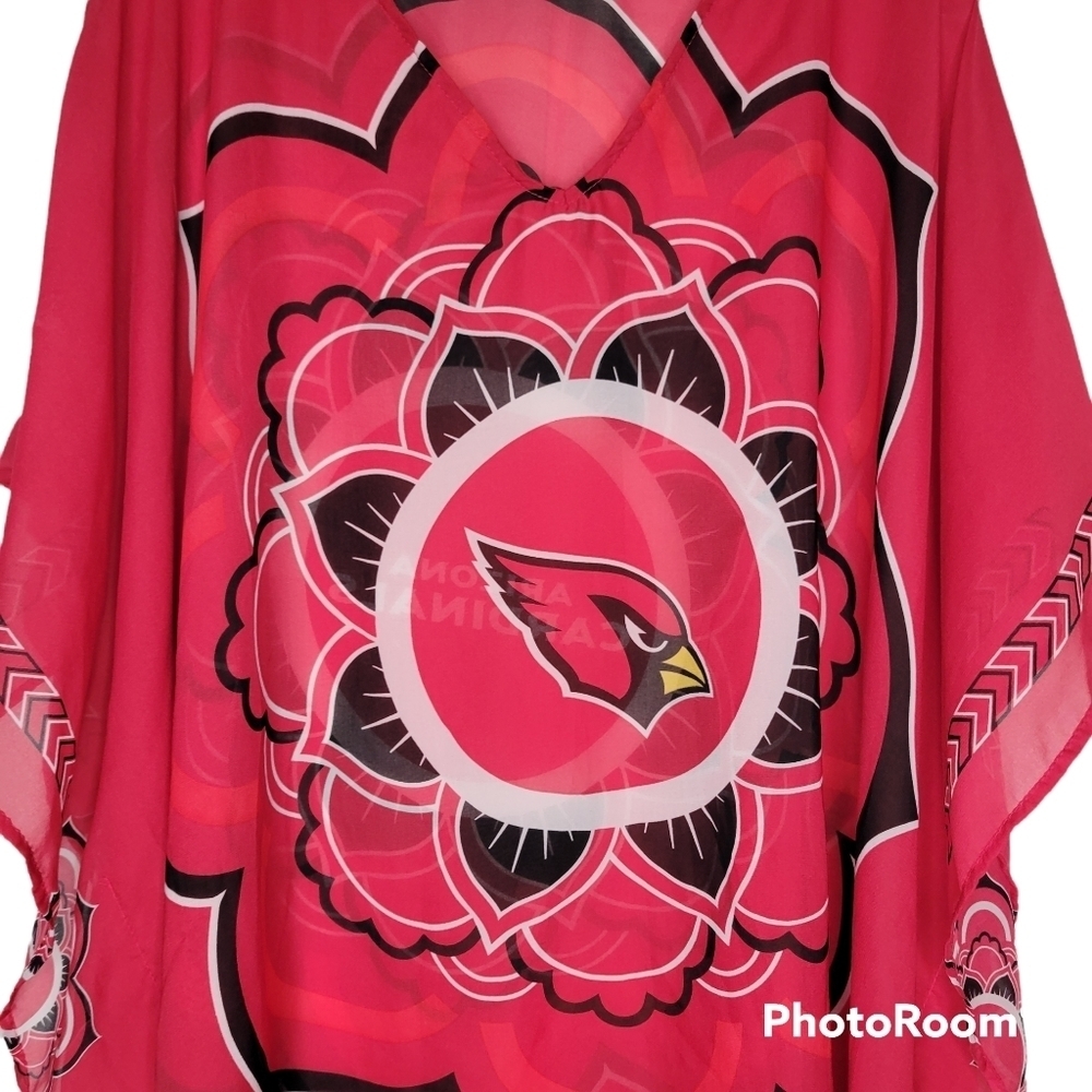 NFL AZ Cardinals Women's Sheer Caftan Swimsuit Cover-Up - Picture 3 of 6